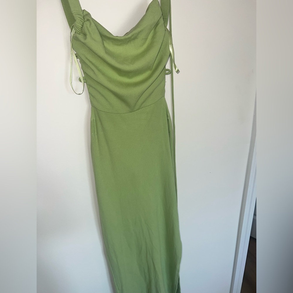 Hello Molly Green Slip Dress Cowl Neck Sleeveless